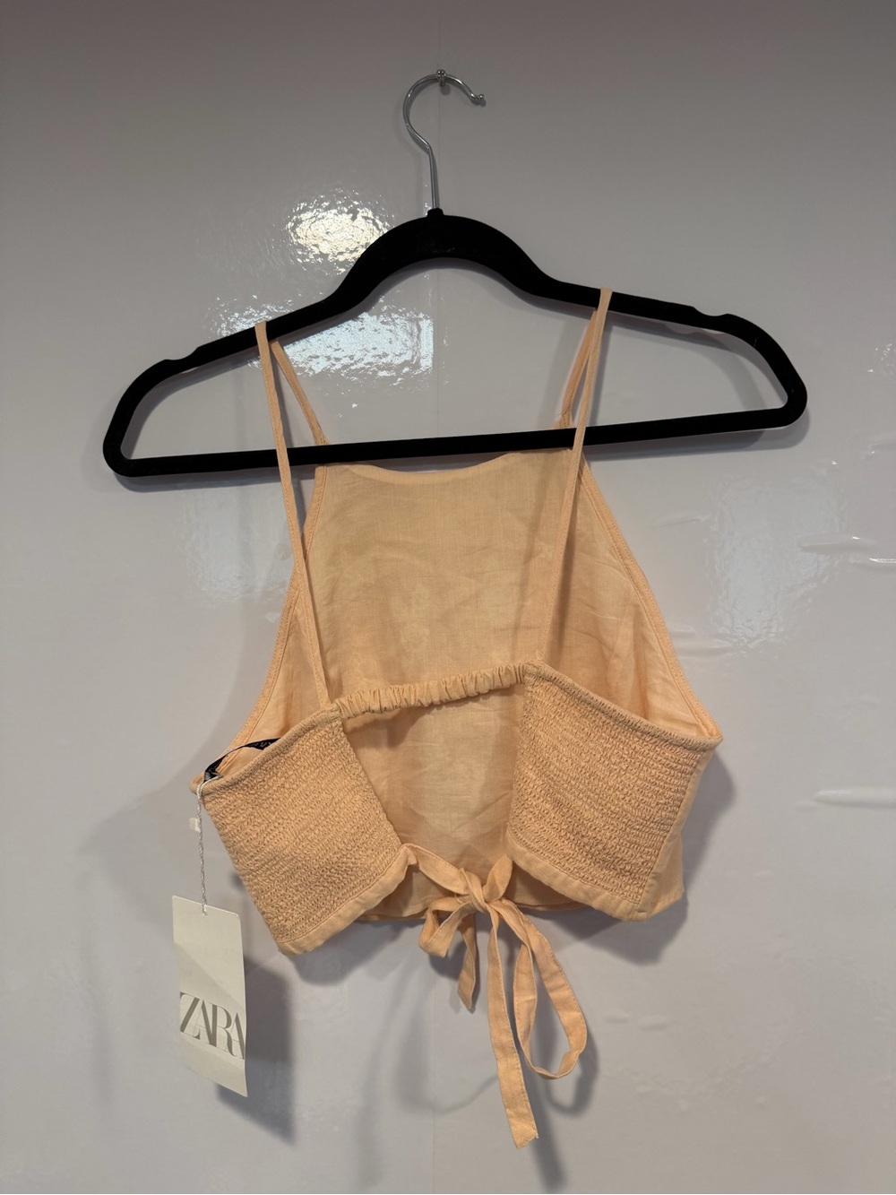 NWT Zara Sleeveless Peach Floral Embroidered Crop Top - Picture 3 of 3